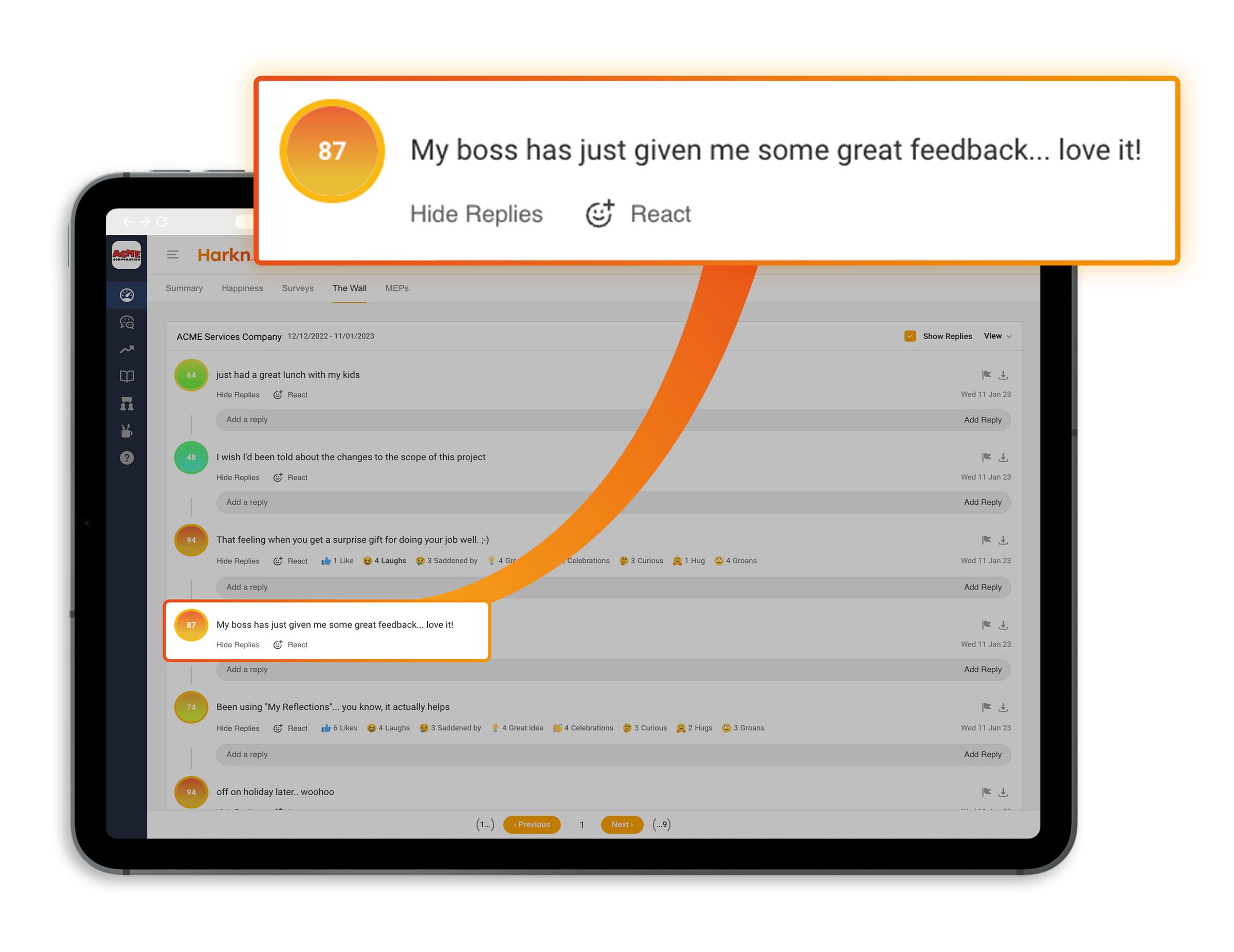 Unfiltered real-time feedback from employees
