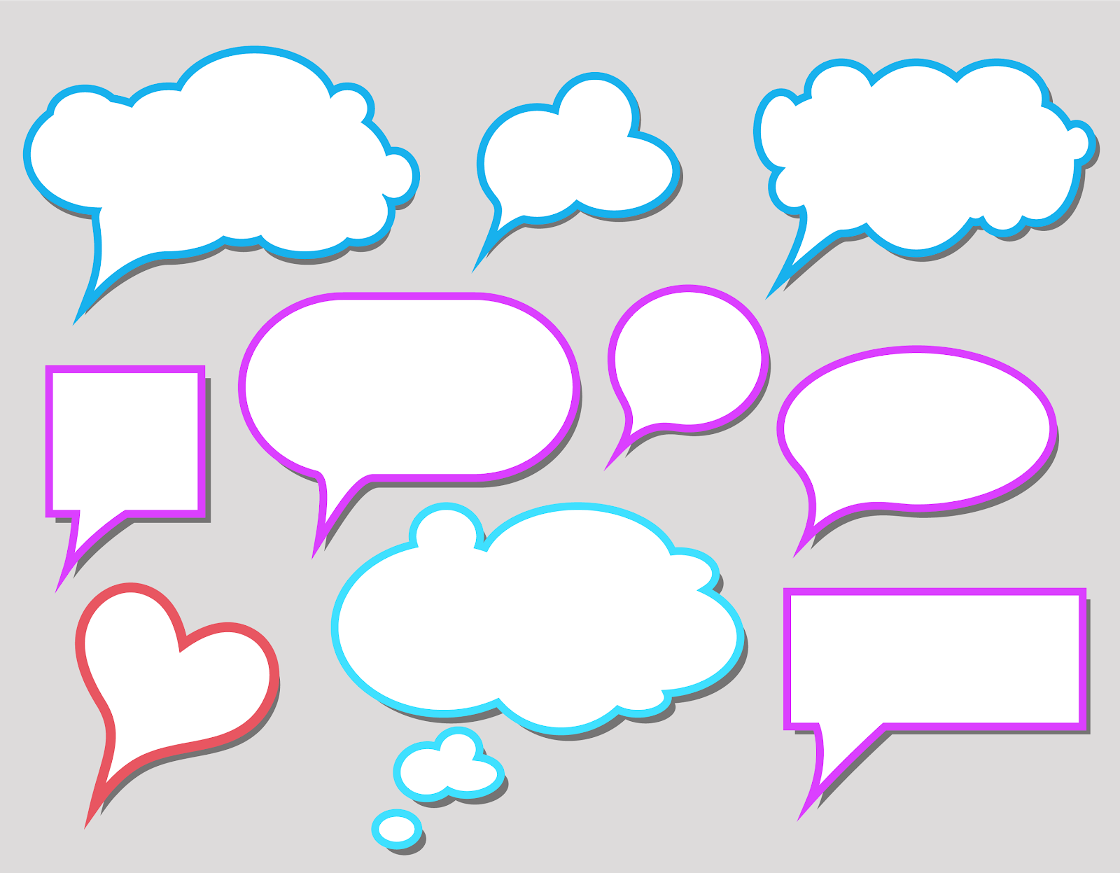 Graphic with speech and thought bubbles